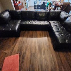 Black Leather Sectional “Real Genuine Leather”