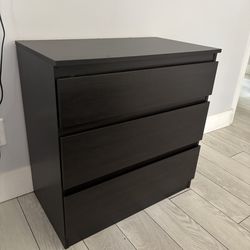 IKEA 3 drawer dresser dark brown