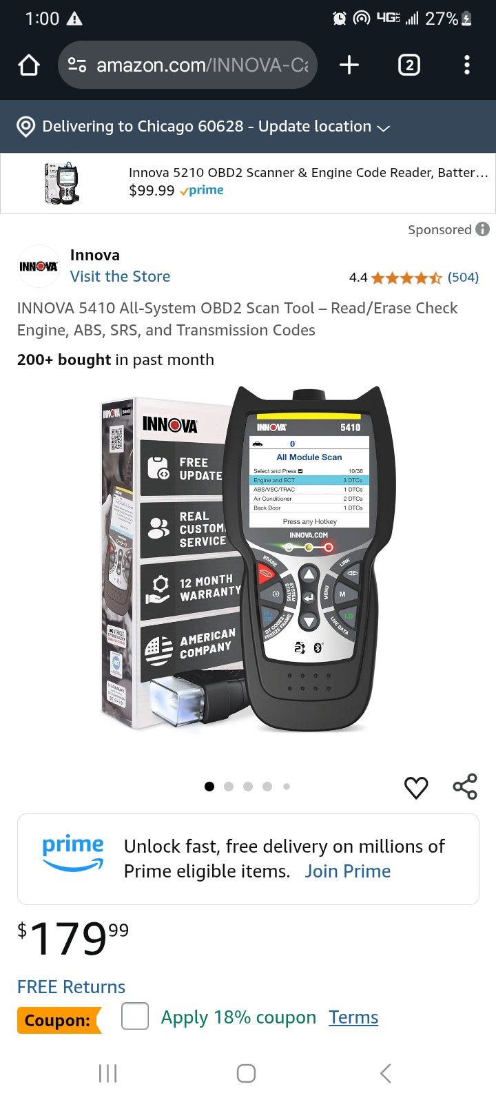All System Scan Tool INNOVA 5410v2