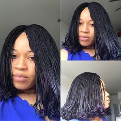 Short mixed purple and black curly twisting wig