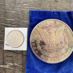 Giant Tribute To 1878 Morgan Dollar 1 Pound Copper Layered .999 Silver