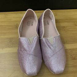 Girls TOMS Pink Glitter Shoes Size Y4