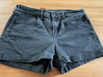 Black Denim Cuffed Jean Shorts