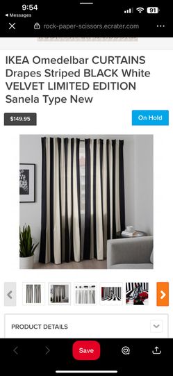 IKEA Omedelbar Striped Black & White Curtains