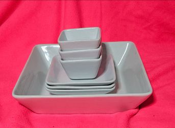Simple additions pampered chef White Ceramic Square Bowl Set