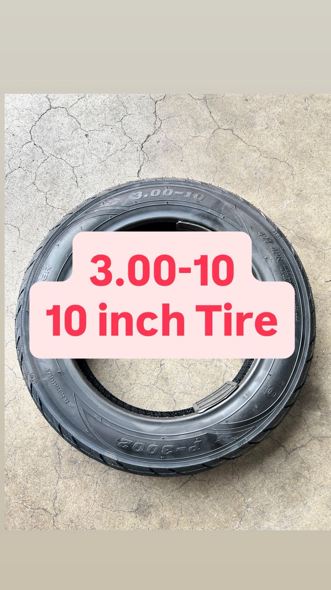 New 3.00-10 10 inch Tire Scooter Mini Bike 3.00/10 Street Tubeless