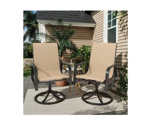 Patio Swivel Chair Set of 2, High Back Textilene Outdoor Dining Chairs with E-Coating Metal Frame, All-Weather Outdoor Furniture Rocker for Backyard, 