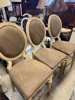 Set of 3 French-Style Oval Back Dining Chairs