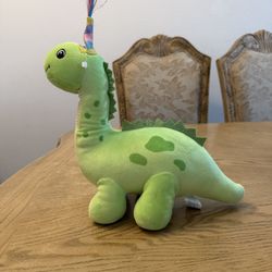 Green Dino With Party Hat Plush Toy