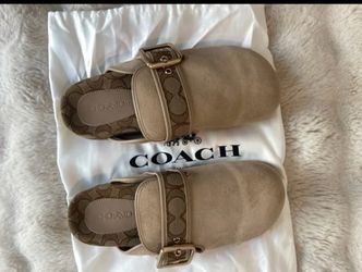 Coach Suede Monogram Mule Sandals