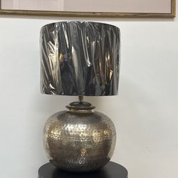 Pottery Barn, Silver Urn/Round, Hammered Table Lamp