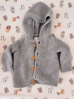 Organic gray knitted baby jacket