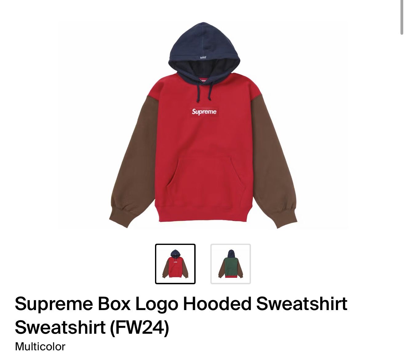 Supreme Box Logo Multicolor Sweatshirt XL