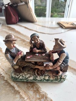Vintage Card Players Figurine Hand Made in Portugal Ref 671