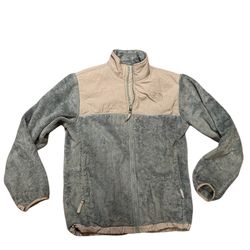 Fuzzy teal GIRLS size XL north face jacket