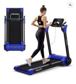 Costway 2.25HP Folding Electric Motorized Treadmill With Speaker Blue