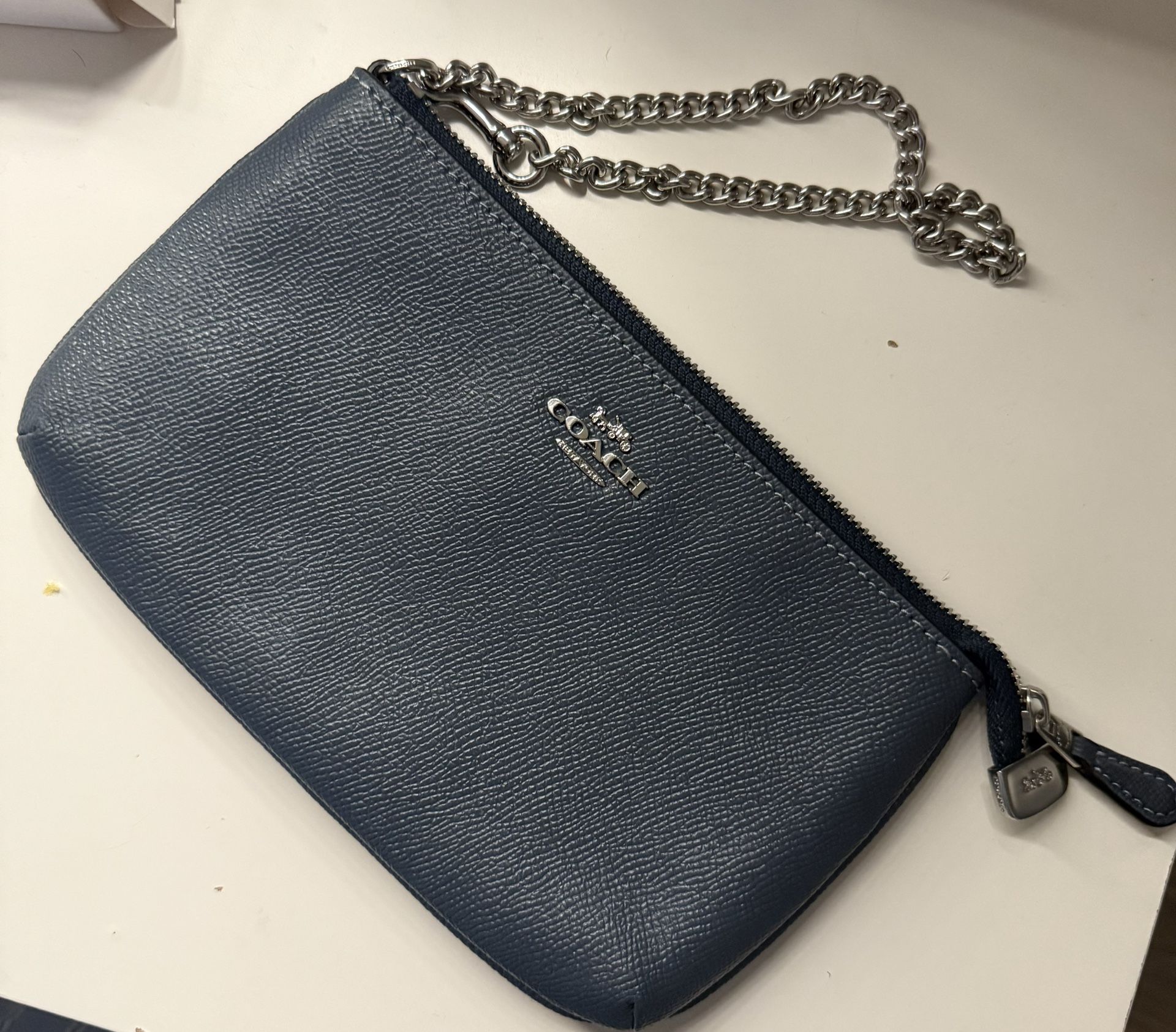 Coach Denim Blue Wristlet NWOT