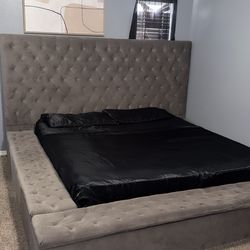 King bed frame only with storage around it