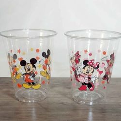 NEW! 12oz Clear Plastic Disney Mickey & Minnie Cups, 40 cups total (20 each design)
