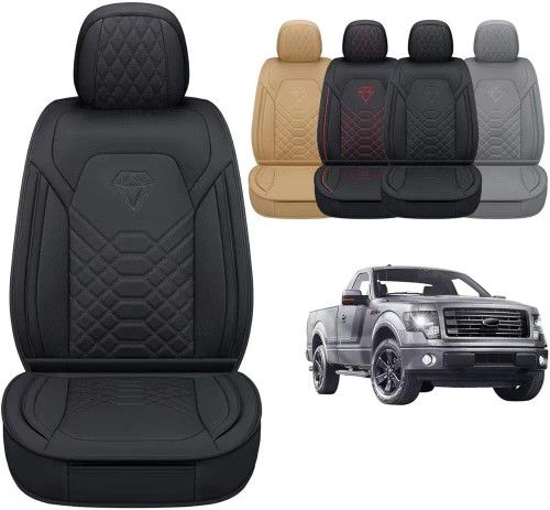 GXT Car Seat Cover Full Set with Waterproof Leather, Automotive Seat Cushion for Pickup Truck Fit for Select 2009-2022 Ford F-150 Models and 2017-2022