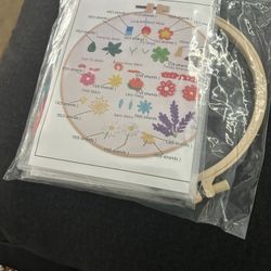 Embroidery Starter Kit Colorful Ergonomic Cross Stitch Kit with 3X Embroidery Cloth 1x Embroidery Hoop 9X Needles 3X Colorful Threads 1x Scissors 1x T