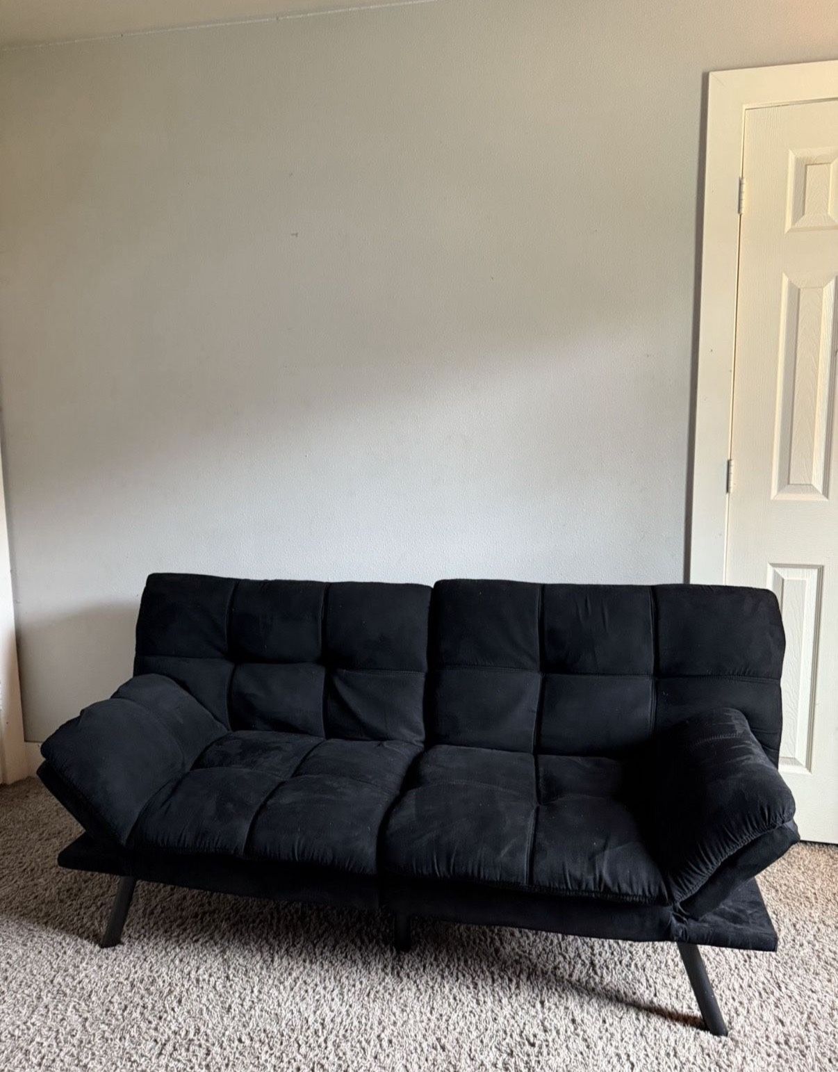 Black Futon Sofa Bed, Foam Foldable Couch