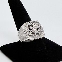 VVS1 D Moissanite TIGER RING Size 10 *Brand New*