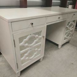 WHITE DESK WITH DECORATIVE DOORS- PROJECT PIECE