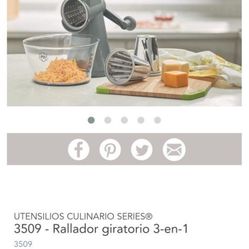 Princess House Rallador Giratorio 3 En 1 Culinario Series 