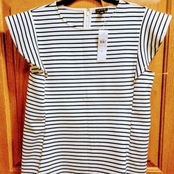 NWT Ann Taylor Top Size Large BLACK WHITE 