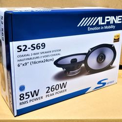 Alpine S Serie Car Speakers Set 6" X 9" 2-Way Coaxial System 260 Watts S2-S69 🚨 Payment Options Available 🚨 No Credit Needed 🚨