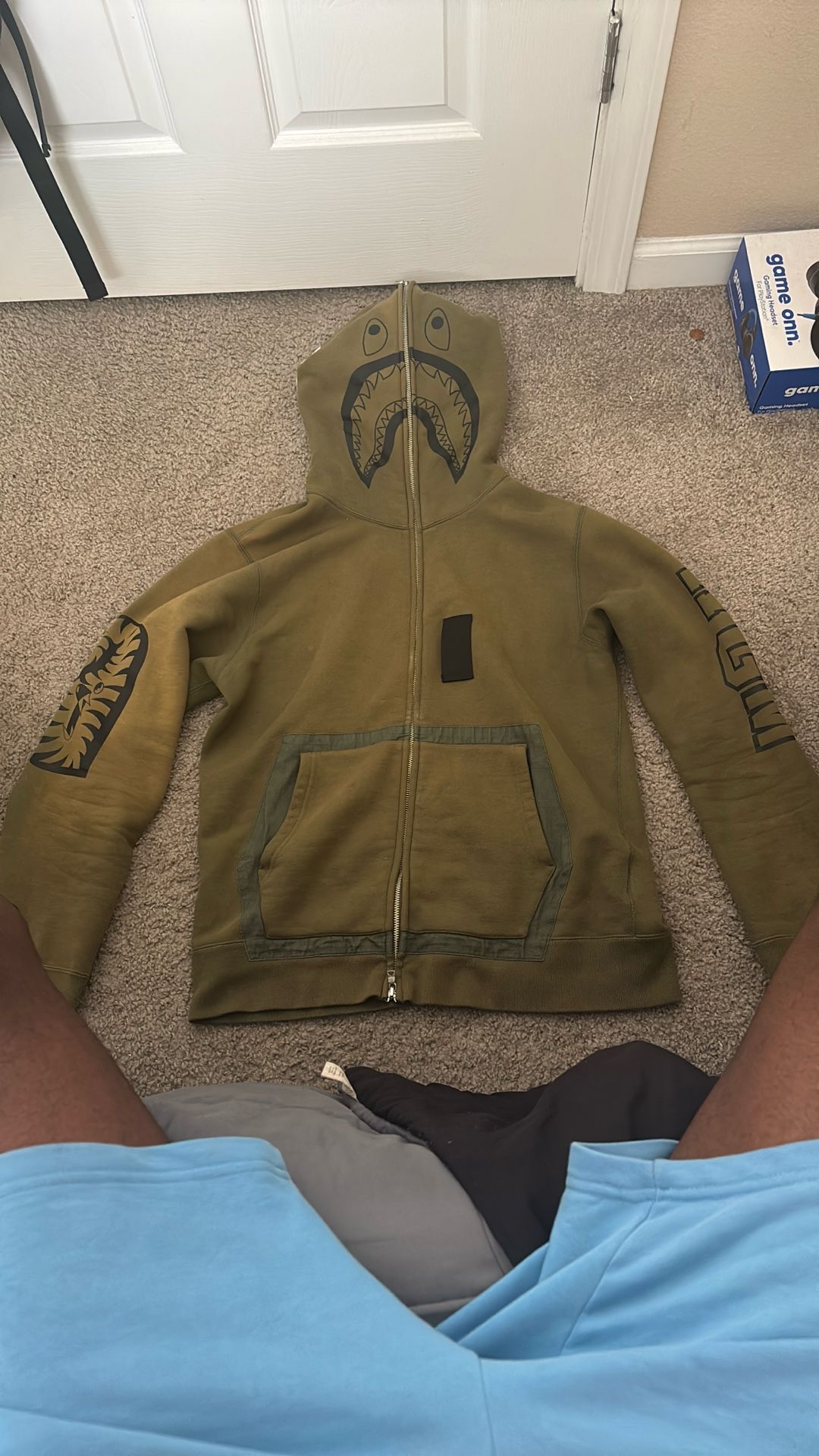 BAPE Military Shark Full Zip Hoodie Olive