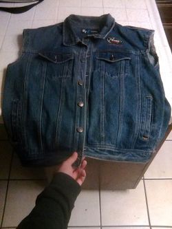 XL Mens PT Jeans Denim Vest With Cradle Of Filth Attached Shirt.