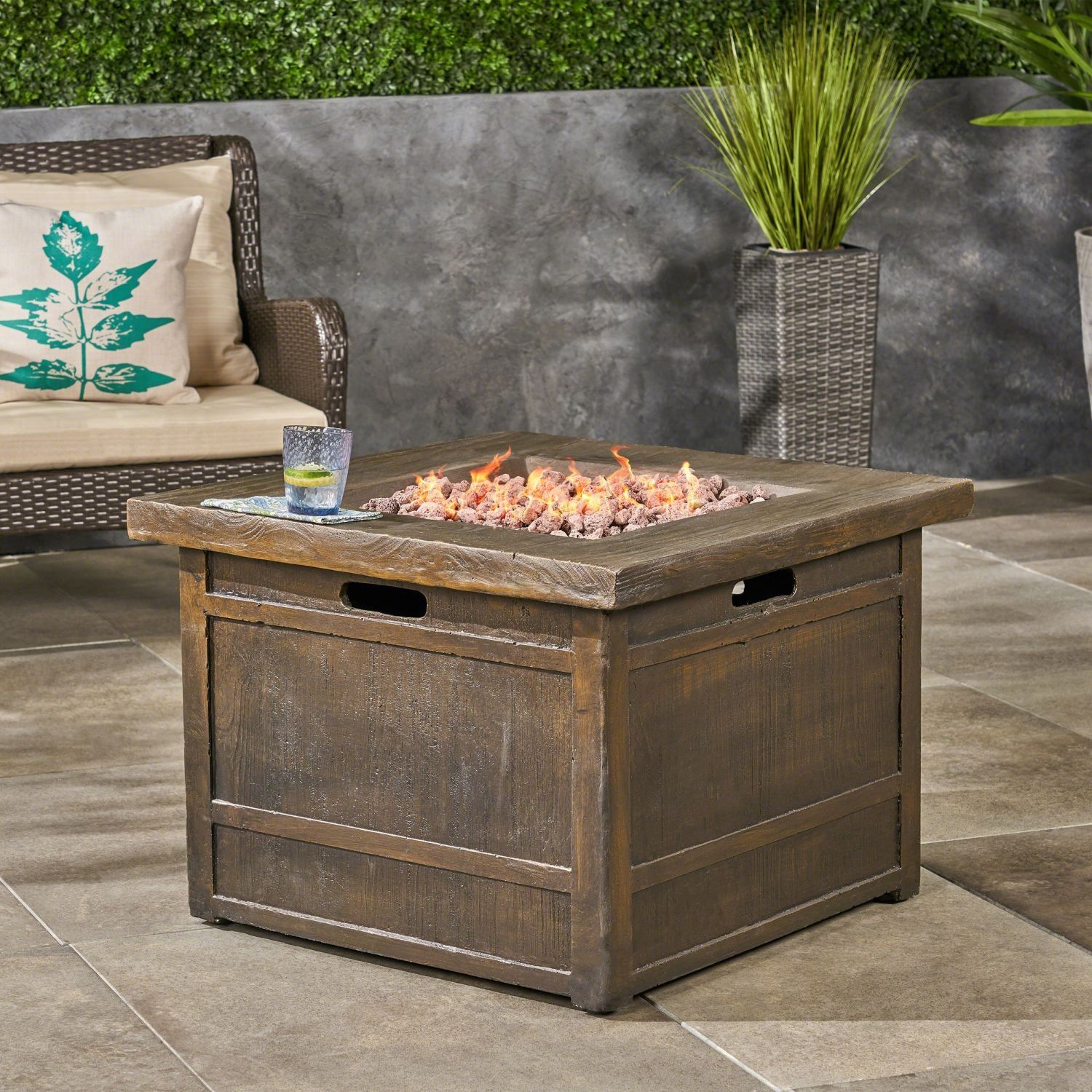 32in Concrete Square Propane Firepit