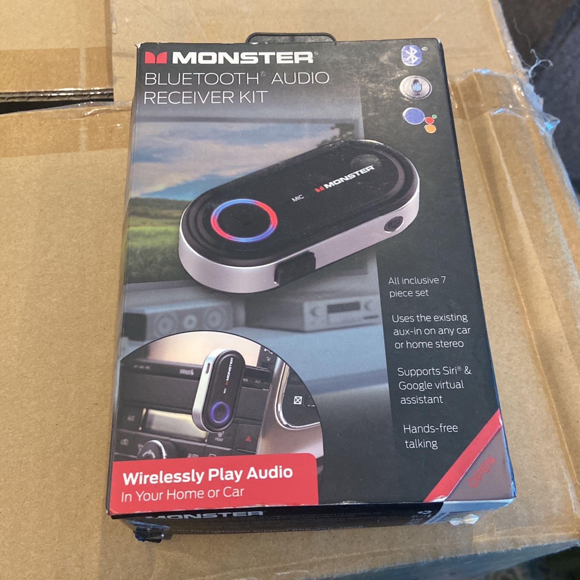 Monster Bluetooth Auxiliary Audio Receiver Kit with Voice Control -7 Pieces