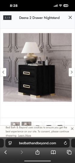 Black 2 Drawer Nightstand