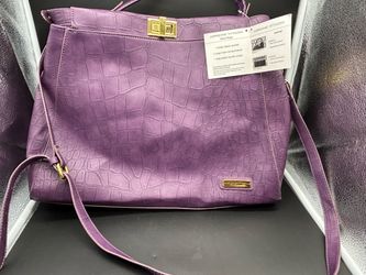 Adrienne Vittadini Purple Croc-Embossed Satchel