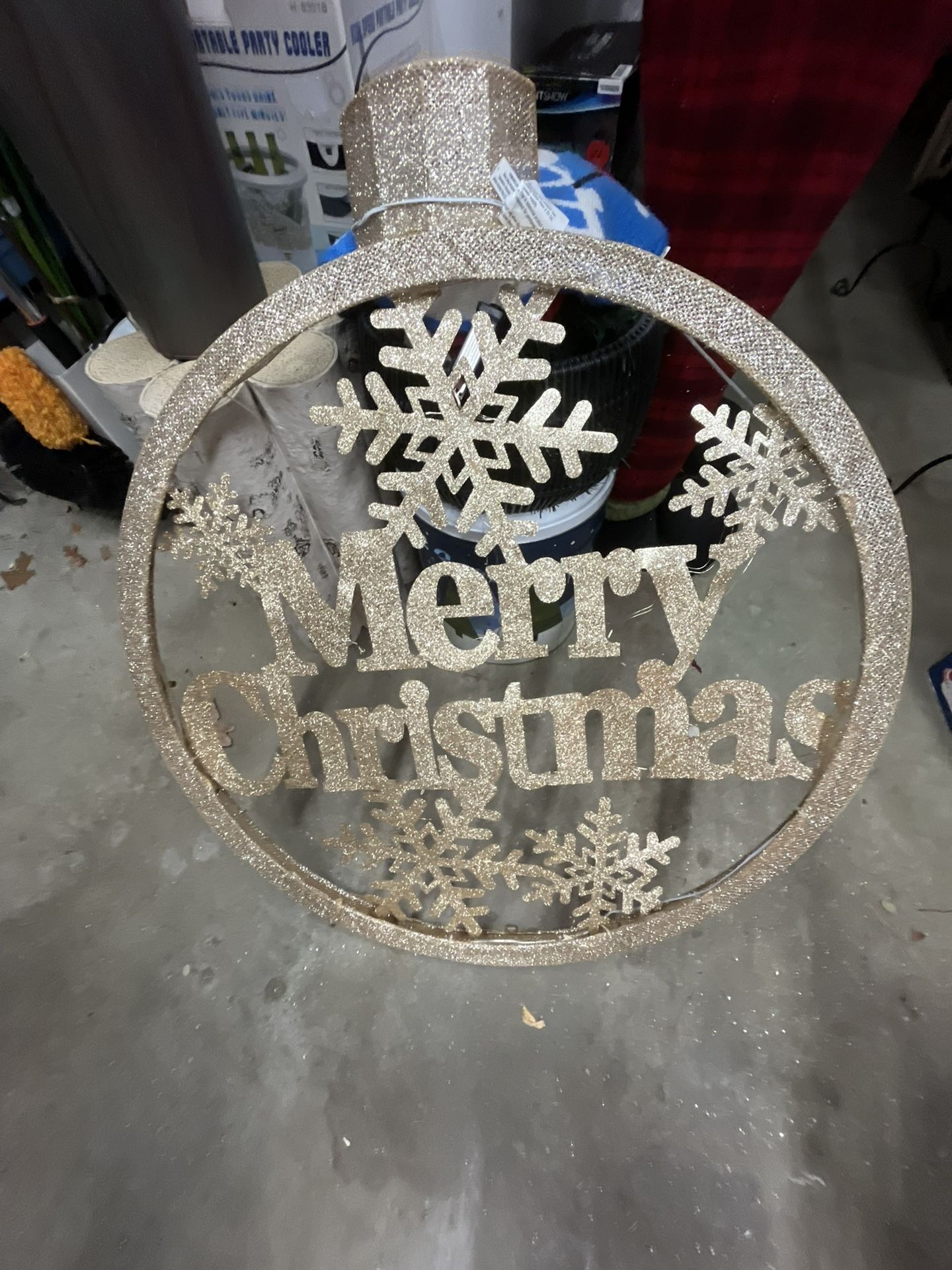 33” D Merry Christmas Sign With Lights Ex Cond