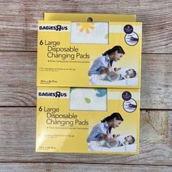 Large Disposable Changing Pads, 6 In Each Box,  2 Boxes, New Never Opened