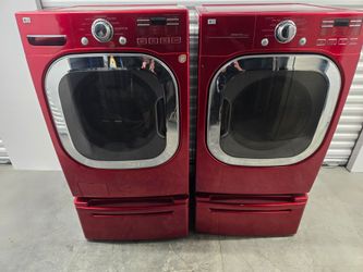 LIKE NEW - LG FRONT LOAD  WASHER AND GAS DRYER SET  IN RED