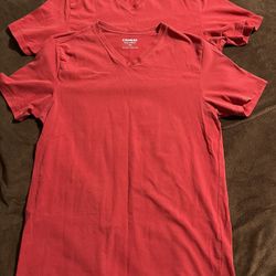 Mens Two Express Red T-Shirts V-Neck Size M