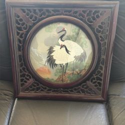 Silk Embroidered Design Of Cranes, Double Sided