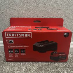 New Craftsman V20 5.0Ah Lithium-Ion Battery & Fast Charger Starter KitCMCB205-CK
