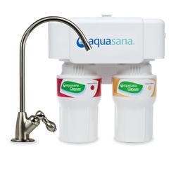 Aquasana Under Sink Water Filter System - Reduces PFAS, Lead, & Chlorine in Drinking Water - Under Counter Claryum Filtration for Kitchen - 2-Stage - 