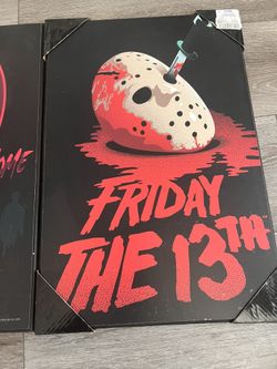 Halloween frames Friday the 13th and penny wise 19 inch long by 13 inch wide both brand new 15 dollar for both