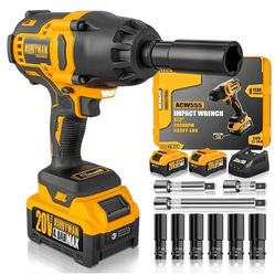 Alloyman 1/2 inch Impact Wrench Cordless, (750 N.m) 555 Ft-lbs Hight Torque Wrench,20V Power Impact Driver, Brushless Motor 2000 RPM, 2x 4.0AH Li-ion 