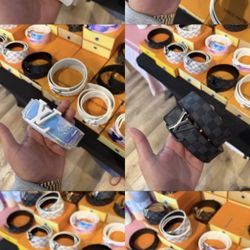 louis vuitton and burberry belts 