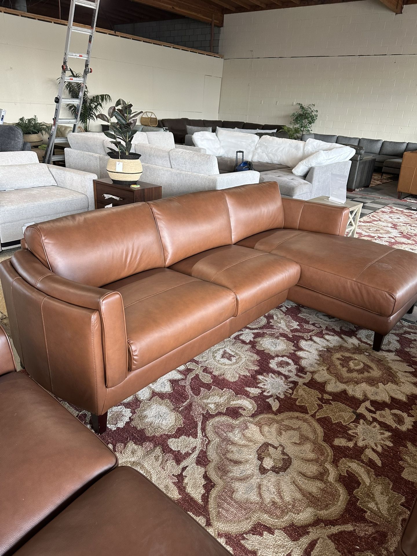 Tan Leather sofa, small sectional
