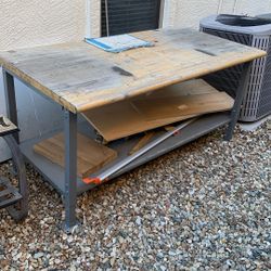 U-Line Steel Work Bench With 2” Hard Wood Top