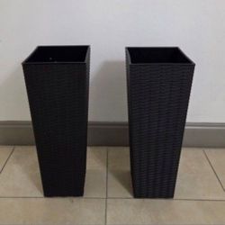 *** REDUCED *** PAIR of 24" Tall Black Resin Planters (Textured) @ Lasting Creations